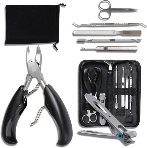 Jgd-7pcs Coupe Ongle Pied Pedicure Ongle Incarné Pour Coupe Ongles Pieds Dur Et Epais Scalpel Pedicure Kit Pedicure Avce Lime À Ongles- Noir 