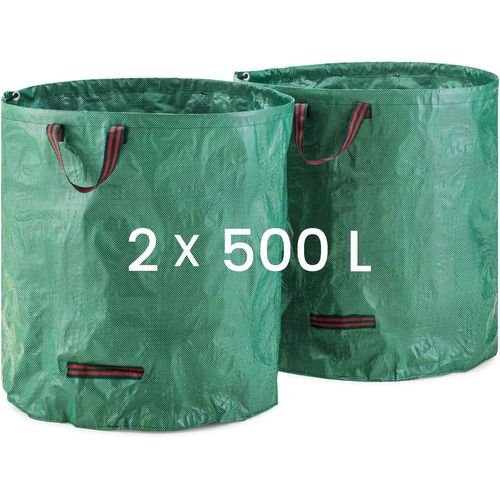 TIANYI-Sacs à déchets de jardin robustes (2 x 500 L) ¿ Sacs de jardin robustes et réutilisables avec poignées ¿ Sacs de jardin en tissu industriel durable pour feuilles, arbustes et tontes de pelouse