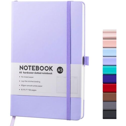 Cahier Créatif Minimaliste A5192 Pages Pliable Avec Bloc-Notes Élastique Pour Le Bureau,L'école,L'écriture À La Maison Et La Prise De Notes (Violet Pâle)