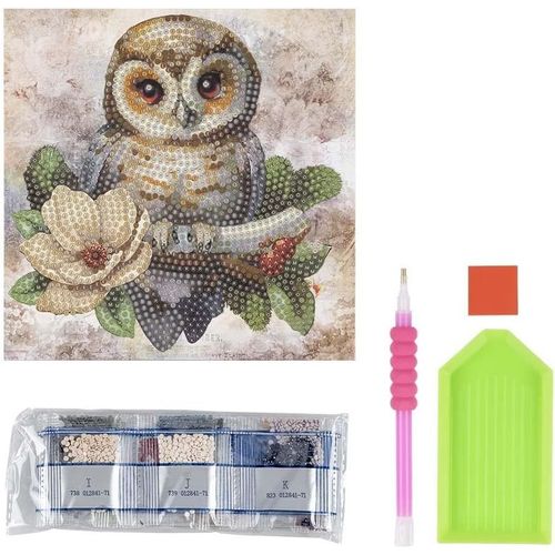 Idées Avec Coeur Idées Avec Coeur Diamond Painting Carte De V?ux | 16 Cm X 16 Cm | 370 G/M² | Incl. Enveloppe Et Outils (Hibou Avec Rose De Noël)