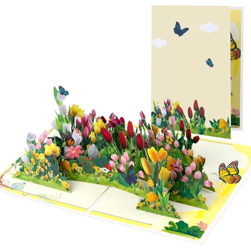 Carte de v?ux 3D enchanteresse en forme de tulipe, mélange captivant d'art et de sentiment, carte pop-up, trésor captivant et réconfortant, moment mémorable pour les amis et la famille