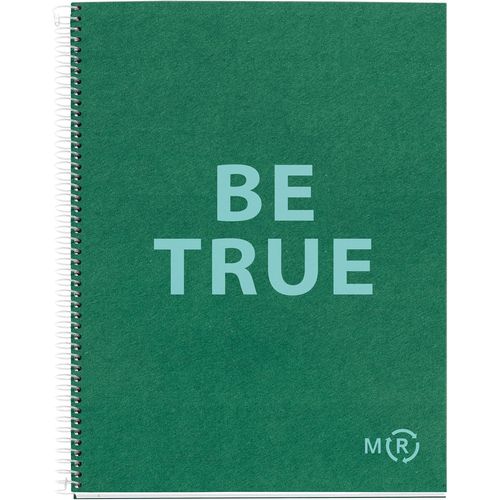 Carnet A4 Be Eco, 80 Feuilles 90 G/M², Quadrillage 5 X 5 Mm, 1 Bande Couleur, 4 Trous, Couverture Recyclée, Vert Émeraude