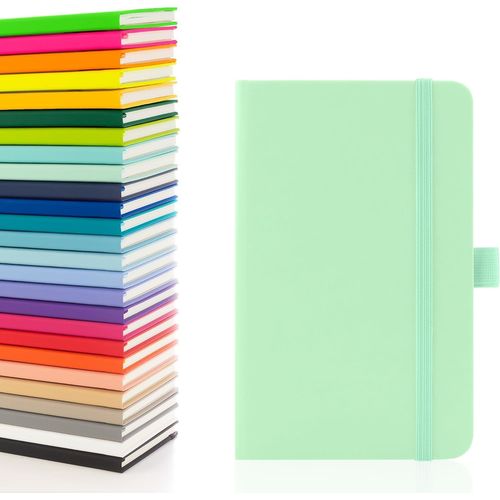 Carnet A6 Avec Pages Lignées, Passant Pour Stylo Et Poche, Papier Relié Extensible (Menthe Pastel)
