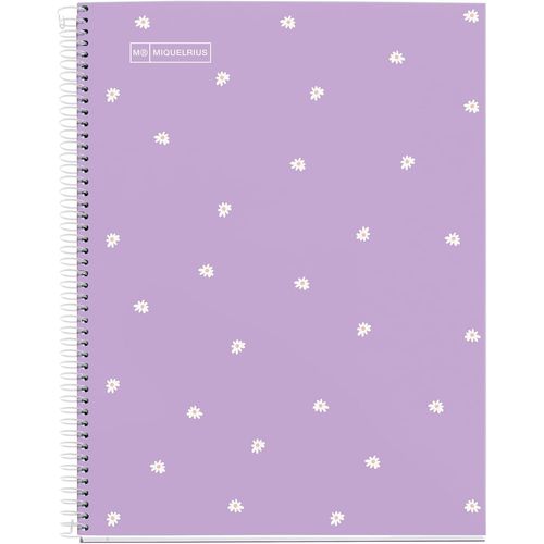 Eryi-- Carnet A4, 1 Bande Couleur, 80 Feuilles 7 Mm Ligné Horizontal, Papier 90 G/M², 4 Trous, Couverture Pelliculée Rigide, Couleur Lavande Marguerite