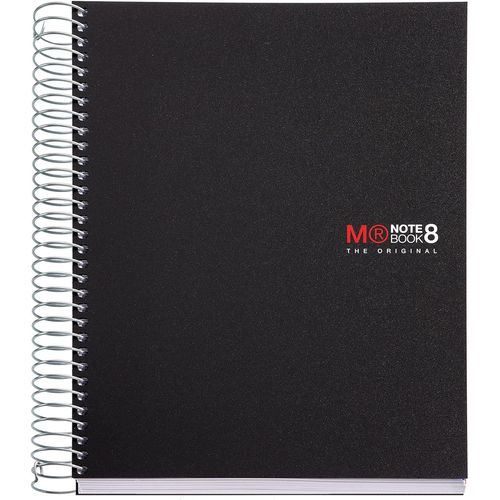 Carnet De Notes A5 The, 8 Bandes De Couleur, Couverture Polypropylène Opaque, Format 148 X 210 Mm, Perforation 2 Trous, 200 Feuilles 70 G/M², Grille 5 Mm, Couleur Noir
