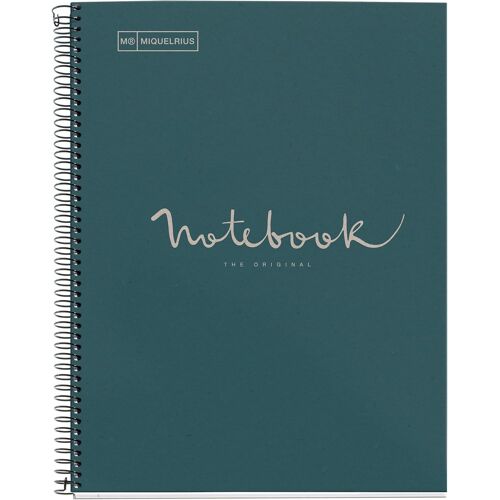 Carnet Recyclé A4 - 80 Pages 80 Gr - Interligne 7 Mm - 1 Bande De Couleur - Couverture Carton Recyclé - Couleur Eco Marine Mr6134