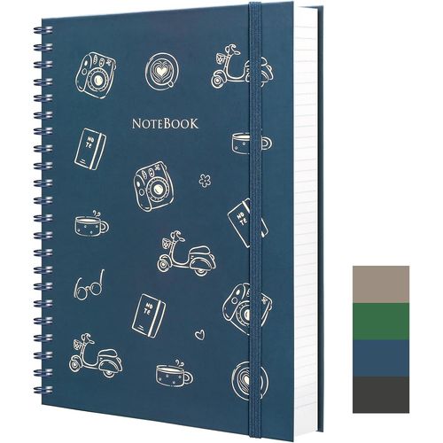 Carnet À Spirale A5, Ligné, 160 Pages, Couverture Rigide, Idéal Pour L'écriture, Les Notes Quotidiennes Et Les Projets Créatifs, 9,4 X 14,5 Cm, Bleu
