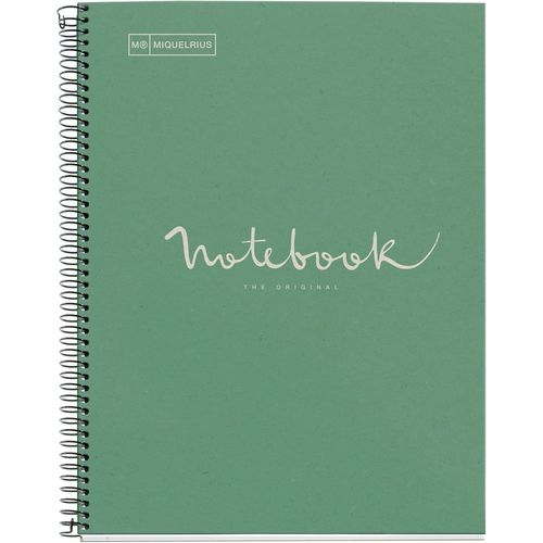 Eryi-- Carnet Recyclé A4 - 80 Pages 80 Gr - Quadrillé 5x5 Mm - 1 Bande De Couleur - Couverture Carton Recyclé - Couleur Eco Menthe