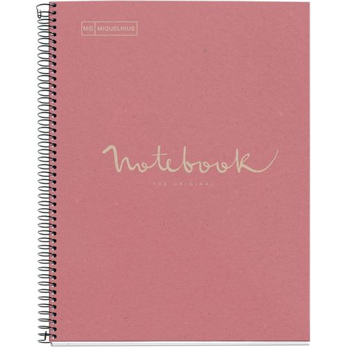 Eryi-- Carnet Portable Emotions 100 % Recyclé, 1 Bande De Couleur, A4, 80 Feuilles Quadrillées, 5 Mm, Papier 80 G, 4 Perforations, Couverture En Carton, Couleur Rose
