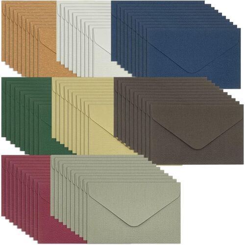 Mini Enveloppe Couleur-80 Pièces Enveloppes Nervurées,Enveloppes vierges,Convient pour Thanksgiving, les mariages, les anniversaires, les fêtes et les invitations(10,5 x 7 cm,8 couleurs)