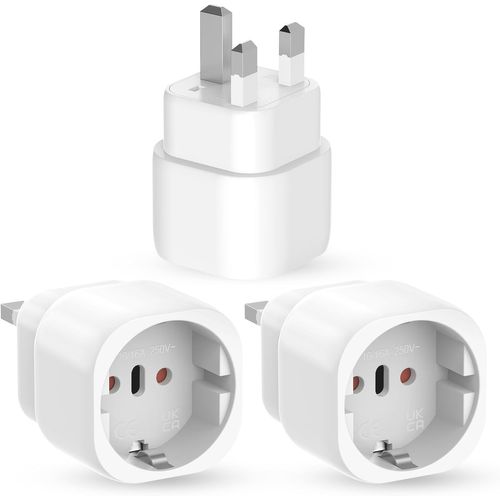 3 Pièces Adaptateur Prise Anglaise, Prise Anglaise Adaptateur Francais, Adaptateur De Voyage France Vers Uk, Adaptateur Voyage Pour Irlande, Angleterre, Ecosse, Dubaï, Malte, Adaptateur Type[Z957]