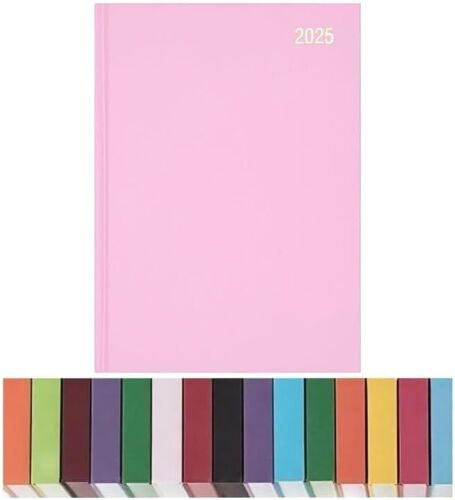 Agenda Semainier 2025 A5 Avec Couverture Rigide Et Ruban Marque-Page Assorti - Rose Clair