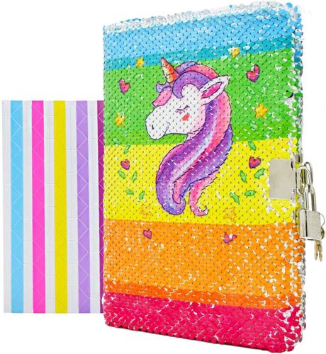 Carnet Secret Garcon Licorne Journal Intime Carnet Licorne Fille Agendas Avec Serrure Et Clés Des Cahiers Réversible Paillettes Enfants A5 21,5 X 14 Cm 156 Pages Papeterie Cadeau Multicolore