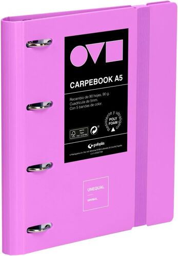 Grafoplas Classeur À 4 Anneaux A4, En Polyfoam, Résistant Et Ultraléger, Lavande Minimale, Avec Recharge, Séparateurs Et Enveloppe, Parfait Pour Organiser Les Fournitures Scolaires