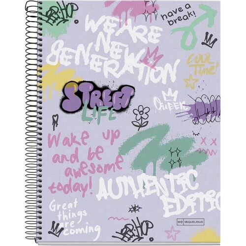 Cahier A4, Grille 5 Mm, Carnet Relié, 120 Feuilles Microperforées, Cahier A4 Avec 4 Couleurs Pour L'organisation, Papier Extra Mat 70 G/M², 4 Trous Pour Le Classement
