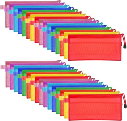 32pcs Transparent Pencil Case Set Waterproof Storage Bag Colorful Pencil Box Toiletry Bag Pen File Pouches A6 Pvc Travel Bag Pen Stationery Purse