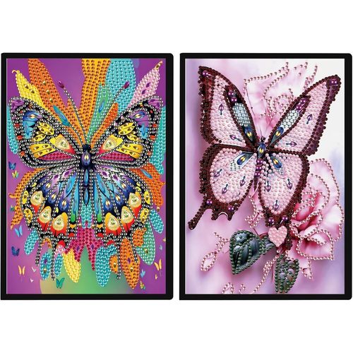 Diamond Painting Lot De 2 Carnet De Broderie Diamants Papillon Blanc A5 Tableau Diamant Journal Intime Adulte Cahier Diamant Painting Papillon Puzzle Diamant Carnet De Croquis 50 Feuilles