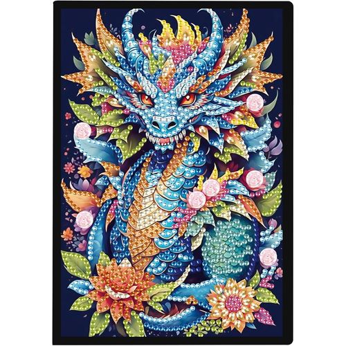 Journal De Peinture Diamant A5-Dragon Blanc 5d Diamond Painting Carnet De Notes Et Croquis-Cahier Broderie Diamant Animaux-Dragon Journal Intime
