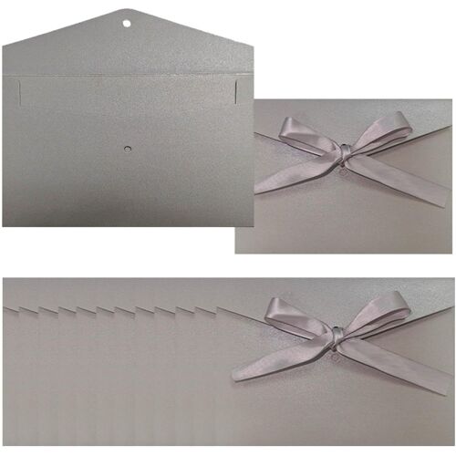 Lot De 12 Enveloppes De Noël, Grises, Avec Rubans, Carte, 17,3 X 12,2 Cm, Pour Fête Prénatale, Anniversaire, Mariage