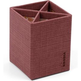 Eryi-120036c - Pot À Crayons - 8 X 8 X 11 Cm - 4 Compartiments - Simili Cuir/Intérieur Imprimé - Collection Orange Botanique