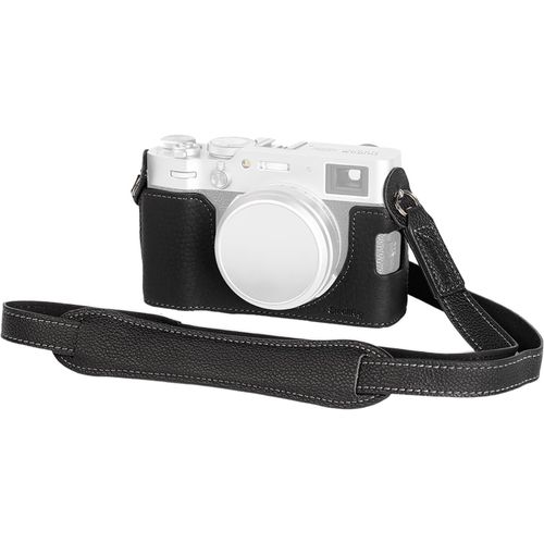 CHECARZHN--NO1-X100Vi Kit Demi-Étui En Cuir Avec Bandoulière, Étui En Cuir De Style Rétro Pour Appareil Photo Demi-Cuir Avec Cadre En Alliage D'Aluminium Pour X100Vi, Noir - 4700