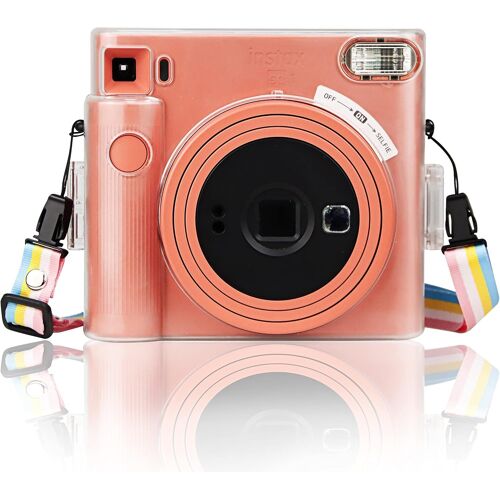 Fuji SQ1 Coque transparente-Étui de protection compatible avec appareil photo instantané Fuji SQ1 Square-avec bandoulière-Transparent,claire,Étui transparent pour appareil photo