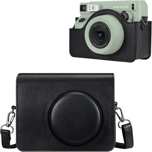 CHECARZHN--NO1-Housse Pour Instax Wide 400 Appareil Photo Instantané, Sac De Caméra En Similicuir Voyage Caméra Cover Pochette De Protection Etui Avec Bandoulière Amovible, Noir