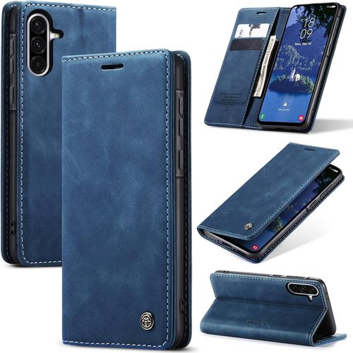 Kal-Coque Pour Samsung Galaxy A24 5g/4g Premium Housse Cuir Protection Pochette Rabat Portefeuille Flip Case Porte Magnétique Coque Étui Pour Samsung Galaxy A24, Bleu
