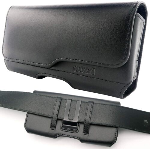 KALANKA-Étui De Ceinture Cuir Véritable Pochette Téléphone Portable Horizontal Smartphone p.e. compatible avec Samsung S25 S24 S23 A56 A55 A36 A26 pour iPhone 17 16 15 14 13 FE Plus Ultra Lite Pro No