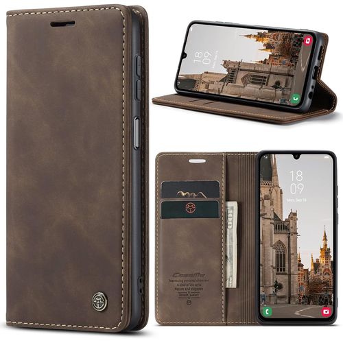 Kal-Coque Pour Samsung Galaxy A24 5g/4g Premium Housse Cuir Protection Pochette Rabat Portefeuille Flip Case Porte Magnétique Coque Étui Pour Samsung Galaxy A24, Café
