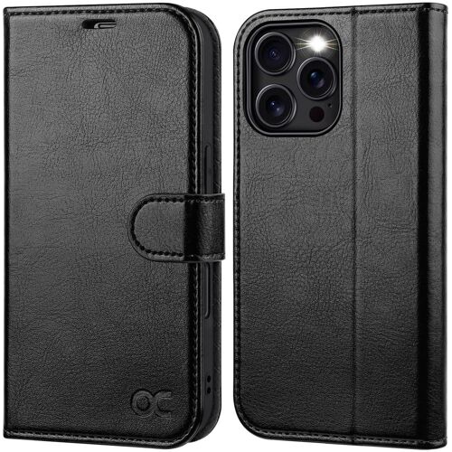 LORANKA-Etui Coque pour iPhone 16 Pro, Antichoc TPU Housse iPhone 16 Pro Cuir PU Portefeuille Etui, RFID Blocage, Béquille, Fentes pour Cartes, Protection Coque iPhone 16 Pro (6,3 Pouces) - Noir