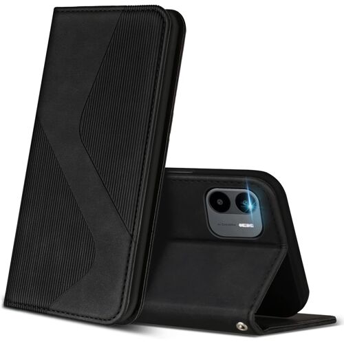 SJZG-Coque Pour Xiaomi Redmi A1 / Redmi A2, Premium Étui Housse En Cuir De Protection Avec [Emplacements Cartes] [Magnetique], Clapet Folio Portefeuille Pour Redmi A1 / A2 (Noir)