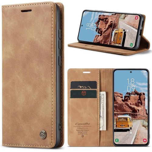 Kal-Coque Pour Samsung Galaxy S25 5g Premium Housse Cuir Protection Pochette Rabat Portefeuille Flip Case Porte Magnétique Coque Étui Pour Samsung Galaxy S25, Brun