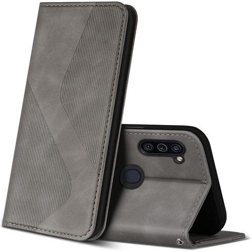 KAL-Coque Pour Samsung Galaxy M11 / Galaxy A11, Premium Étui Housse En Cuir De Protection Avec [Emplacements Cartes], Clapet Folio Portefeuille Pour Samsung Galaxy M11 / Galaxy A11 (Gris)