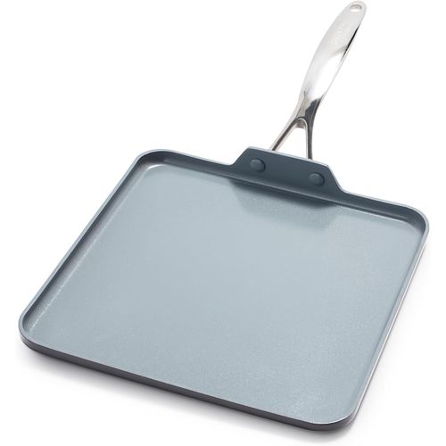 CHECARZHN--NO1-Valencia Pro Céramique Anodisée Saine Antiadhésive Grille Carrée De 28 Cm, Sans Pfas, Induction, Lave-Vaisselle, Four, Gris