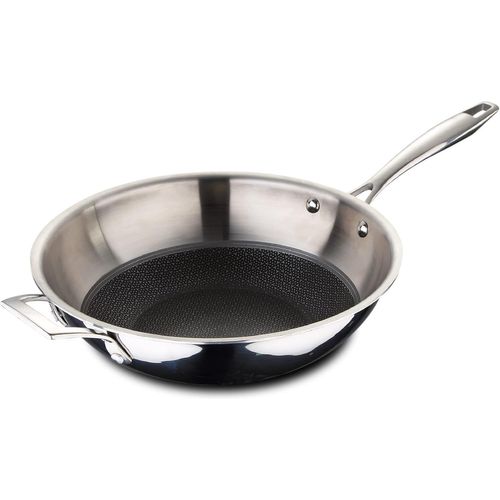 Checarzhn--No1-Bergner Hi-Tech 3 | Wok De Cuisine 28 Cm | Acier Inoxydable Avec Texture En Nid D'abeille | Revêtement 3 Couches | Batterie De Cuisine | Convient À Tous Les Types De Cuisinières