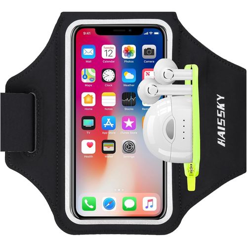 Kalanka-Brassard De Sport Avec Poche Écouteur, Brassard Sport Pour Iphone 14 13 12 11 Pro Max Xr Xs X 8 7, Brassard Telephone Smartphone Running Brassard Pour Jogging Cyclisme Randonnée (Noir)