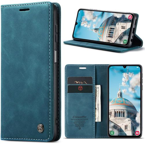 Kal-Coque Pour Samsung Galaxy A24 5g/4g Premium Housse Cuir Protection Pochette Rabat Portefeuille Flip Case Porte Magnétique Coque Étui Pour Samsung Galaxy A24, Bleu Vert