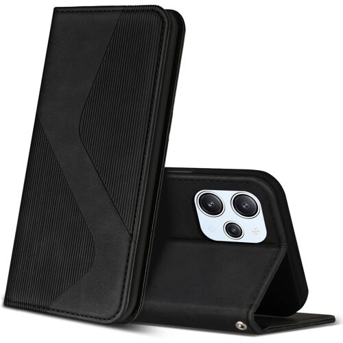 Coque Pour Xiaomi Redmi 12, Premium Étui Housse En Cuir De Protection Avec [Emplacements Cartes] [Magnetique], Clapet Folio Portefeuille Pour Redmi 12 (Noir)[MAG5298850]