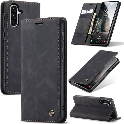 Kal-Coque Pour Samsung Galaxy A15 5g/4g Premium Housse Cuir Protection Pochette Rabat Portefeuille Flip Case Porte Magnétique Coque Étui Pour Samsung Galaxy A15, Noir