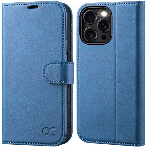 AEFJ-Etui Coque pour iPhone 16 Pro Max, Antichoc TPU Housse iPhone 16 Pro Max Cuir PU Portefeuille Etui, RFID Blocage, Fentes pour Cartes; Protection Coque iPhone 16 Pro Max (6,9 Pouces) - Bleu Clair