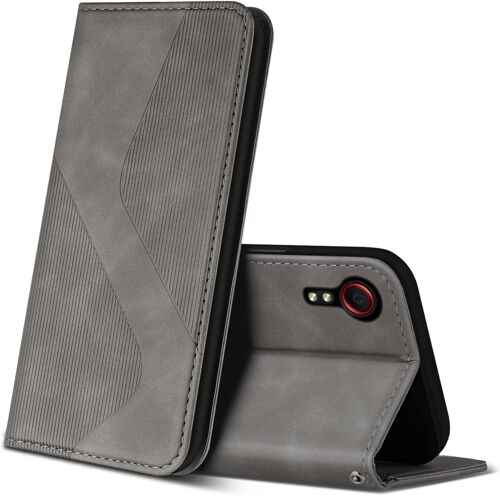 Coque Pour Samsung Galaxy Xcover 5, Premium ¿¿Tui Housse En Cuir De Protection Avec [Emplacements Cartes] [Magnetique], Clapet Folio Portefeuille Pour Samsung Galaxy Xcover 5 (Gris)