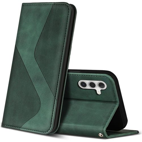 Kal-Coque Pour Samsung Galaxy A55 5g, Premium Étui Housse En Cuir De Protection Avec [Emplacements Cartes] [Magnetique], Clapet Folio Portefeuille Pour Samsung A55 5g (Vert)