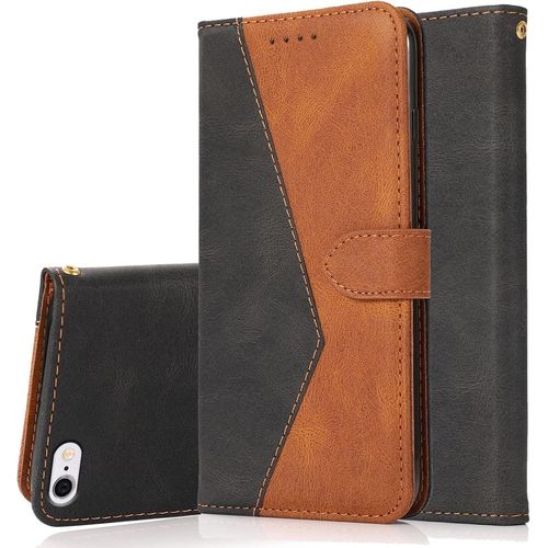 Kal-Coque Pour Iphone 6s Plus / 6 Plus (5,5 Pouces), Housse Étui En Pu Cuir Portefeuille Antichoc Étui À Rabat Clapet Protection Magnétique Flip Cover Wallet Case Avec Carte Fentes (Noir Marron)