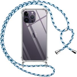 Kalanka-Coque Pour Iphone 14 Pro Max Avec Cordon, Transparente Silicone Housse Avec Réglable De Collier Anti-Chute Etui Pour Iphone 14pro Max, Ètuis À Bandoulière 6.7"", Bleu