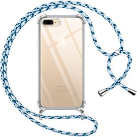Kalanka-Coque Pour Iphone 8 Plus/Iphone 7 Plus Avec Cordon, Transparente Silicone Housse Avec Réglable De Collier Anti-Chute Etui Pour Iphone 8 Plus, Ètuis À Bandoulière 5.5"", Bleu