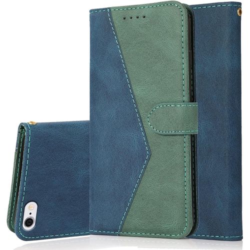 Kal-Coque Pour Iphone 6s Plus / 6 Plus (5,5 Pouces), Housse Étui En Pu Cuir Portefeuille Antichoc Étui À Rabat Clapet Protection Magnétique Flip Cover Wallet Case Avec Carte Fentes (Bleu Vert)