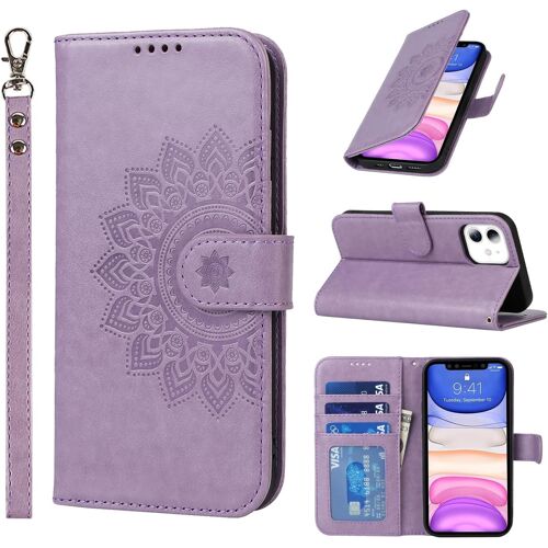 JGD-Etui Coque pour iPhone 11, Fentes pour Cartes Protection Housse en Cuir PU Pochette Etui Portefeuille pour iPhone 11 (6.1 Pouces) - Violet