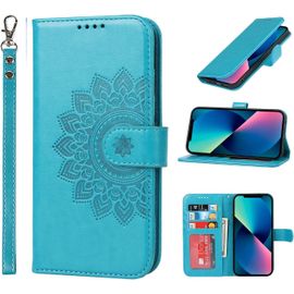 Ttdaz-Coque Pour Iphone 13 Mini, Etui Portefeuille En Cuir Pu Avec Fentes Pour Cartes, Fermeture Magnétique, Protection Housse (5.4 Pouces) - Bleu