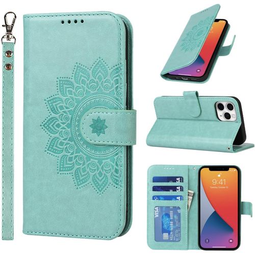 Maa-Etui Coque Pour Iphone 11 Pro Max, Fentes Pour Cartes Protection Etui Housse En Cuir Pu Pochette Fermeture Magnétique Etui Portefeuille Pour Iphone 11 Pro Max (6.5 Pouces) - Menthe Verte